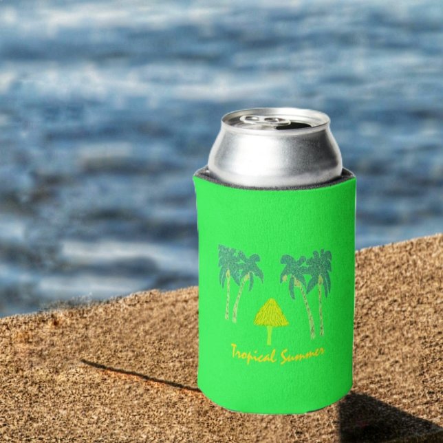 Porta-lata Verão Tropical (Keep your drinks cool, by the water, with this Tropical Summer Can Cooler!)