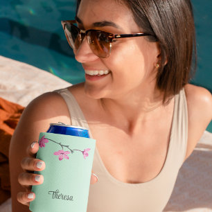 Porta-lata Verde-Casa-de-Cereja Rosa Personalizado