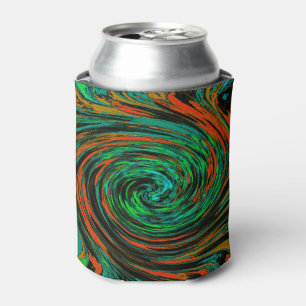 Porta-lata Verde Lima e Laranja Abstrato Retro Twirl
