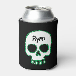 Porta-lata Verde Néon Skull Add Name Pode Resfriar