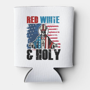 Porta-lata Vermelho Branco e Santo Papa Leão XIV, 4 de Julho