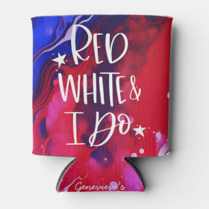 Porta-lata Vermelho Branco Eu Caso Solteira de Quatro de Ju