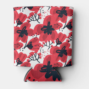 Porta-lata Vermelho Brilhante: Padrão Desenhado À Mão Abstrat