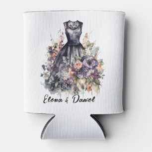 Porta-lata Vestido de casamento preto rosa aquarela