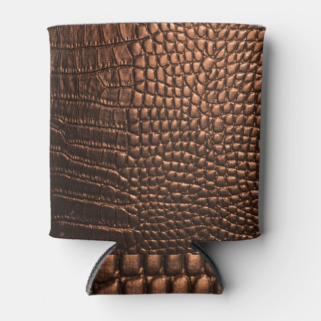 Porta-lata Vestido: textura de couro crocodilo. (Frente)