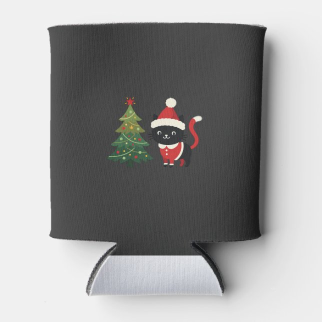 Porta-lata Vetor de árvore de Natal do gato de Natal (Frente)
