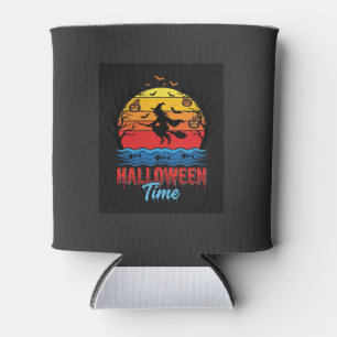 Porta-lata Vetor de Bruxa no Pôr do Sol de Halloween