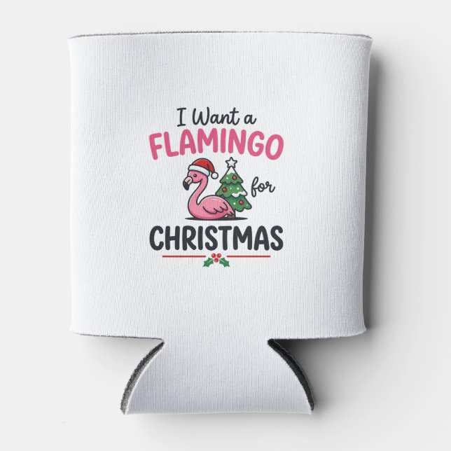 Porta-lata Vetor de Citação de Natal de Flamingo (Frente)
