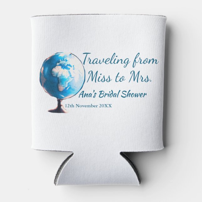 Porta-lata Viagem chá de noiva adicionar nome data senhorita  (Frente)