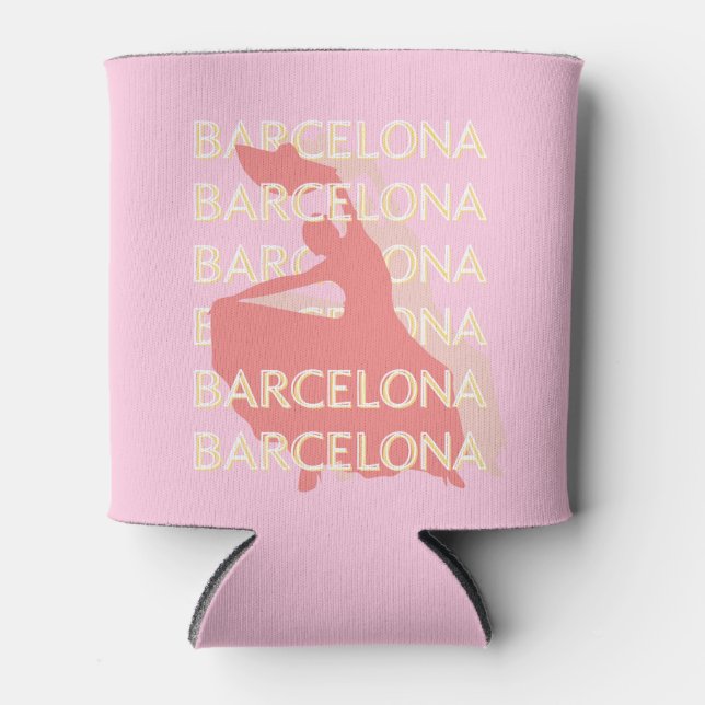 Porta-lata Viagem de Barcelona, Rosa, Pastel (Frente)