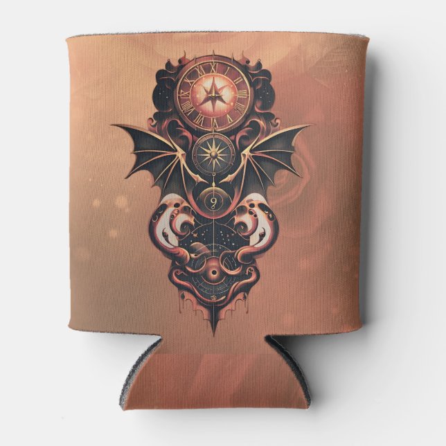 Porta-lata Viagem de tempo místico com asas, relógio de galão (Frente)