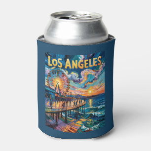 Porta-lata Vibrante Pôr do Sol no Pier de Los Angeles Van Gog