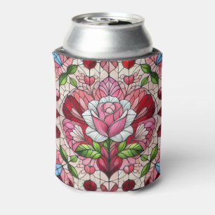 Porta-lata Vidro pintado floral dia dos namorados