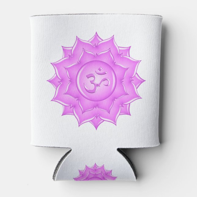 Porta-lata Vidro rosa Lótus Flor Om - Desenho (Frente)