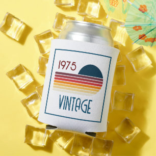 Porta-lata Vintage 1975 Retro Stripe Sun 50th Birthday