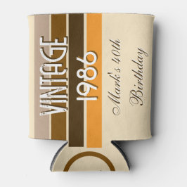 Porta-lata Vintage 1986 Retro Stripes Brown Tan Vintage Name