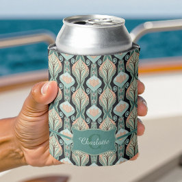 Porta-lata Vintage Abstract Botanical Monogram Floral Pattern