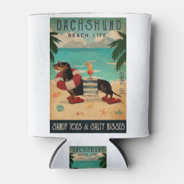 Porta-lata Vintage Beach Cocktail Life Dachshund