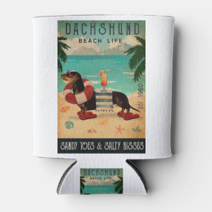 Porta-lata Vintage Beach Cocktail Life Dachshund