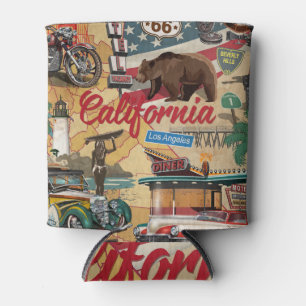 Porta-lata Vintage California: mapa de atrações turísticas.