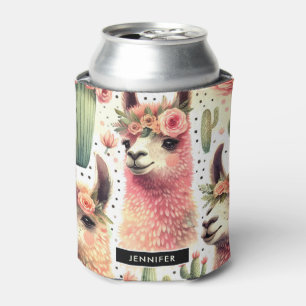 Porta-lata Vintage Cute Llama Watercolor