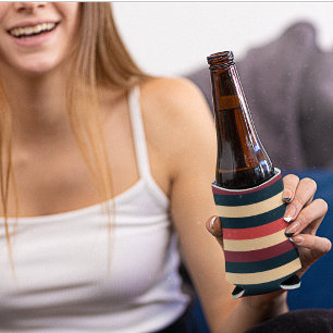 Porta-lata Vintage Dark Brown e Green Stripes