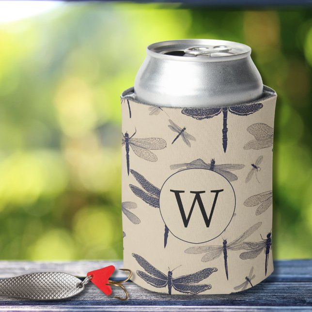 Porta-lata Vintage Dragonfly Monograma (Criador carregado)