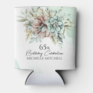 Porta-lata Vintage Floral Verde Personalizado 65. º Aniversár