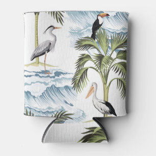 Porta-lata Vintage havaiana, padrão floral de verão.