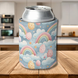 Porta-lata Vintage Pastel Rainbow Easter Eggs with Clouds