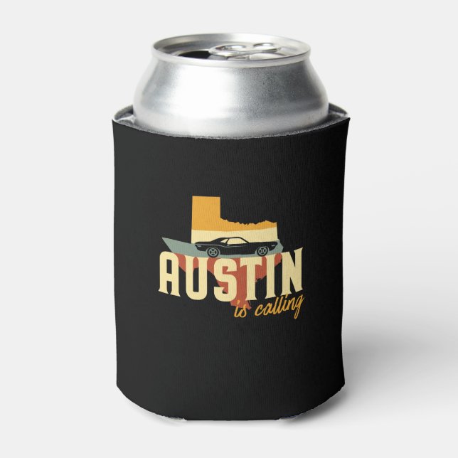 Porta-lata Vintage Retro Austin Texas TX USA City Map (Can Front)