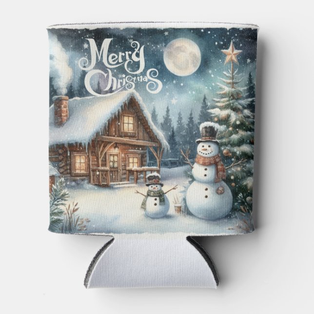 Porta-lata Vintage/Rustic/Snowman/Natal (Frente)