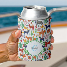 Porta-lata Vintage Scandinavian Folk Art Monogram Pattern