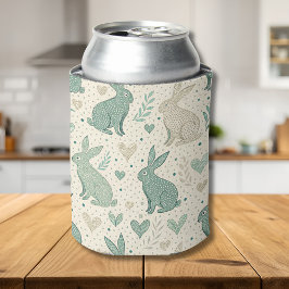 Porta-lata Vintage Simple Bunny Silhouettes Hearts Pattern