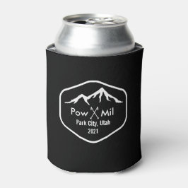 Porta-lata Vintage Ski Mountain Texto Personalizado Ambos os 