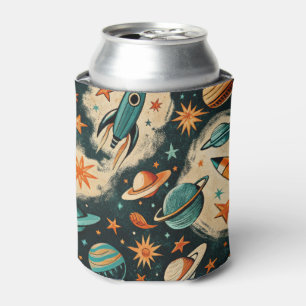 Porta-lata Vintage Spacecraft Rocket ships Pattern - Cosmos(6