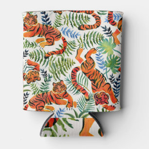 Porta-lata Vintage Tiger Jungle Watercolor