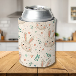 Porta-lata Vintage Tiny Bunny Faces with Roses Pattern