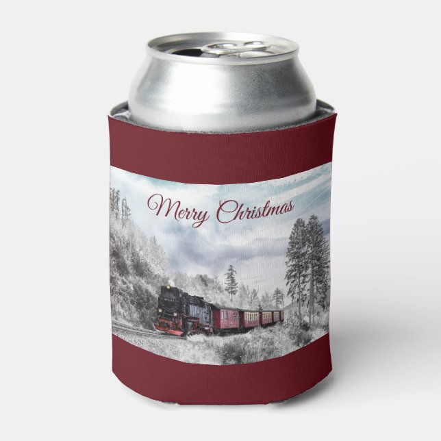 Porta-lata Vintage Train Winter Christmas Cena (Can Front)