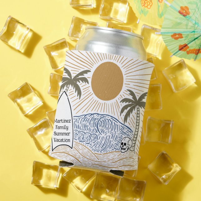 Porta-lata Vintage Tropical Family Reunion Beach (Verão in situ)