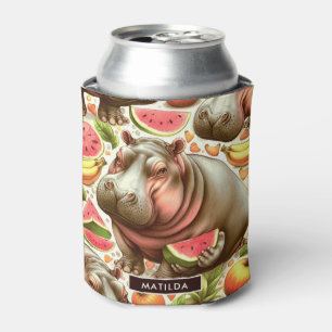 Porta-lata Vintage Tropical Hippopotamus Pattern