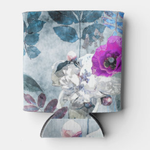 Porta-lata Vintage Watercolor Poppies Lilares Florais