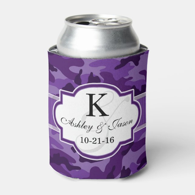 Porta-lata Violet Purple Camo, Casamento de Camouflage (Can Front)