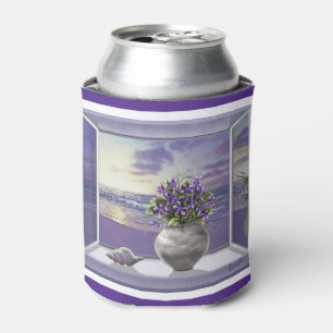 Porta-lata violetas em vidro luar