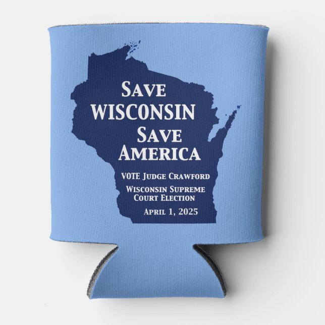 Porta-lata Vote Crawford para o Supremo Tribunal de Wisconsin (Frente)