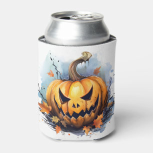 Porta-lata Watercolor Autumn Jack-o-lantern