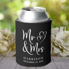 Porta-lata Wedding Favor Sr. Sra. Black