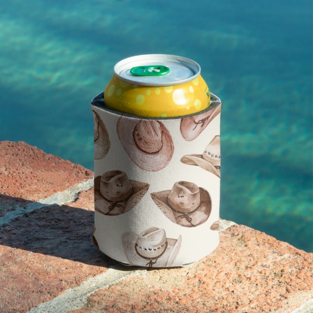 Porta-lata Western Pink Brown Cowgirl Hats   (Piscina in situ)