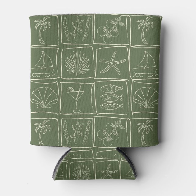 Porta-lata Whimsical Coastal Mediterranean Tile Olive Grove (Frente)