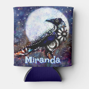 Porta-lata Whimsical Raven Moon Floral Personalizado